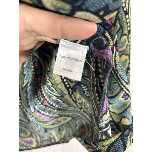 J Jill Top Medium Brown Magenta Paisley Layered - Picture 6 of 10